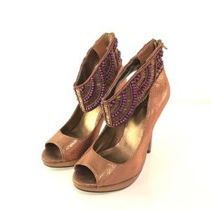 BAKERS Beaded Ankle Strap Heels  SIZE 5
